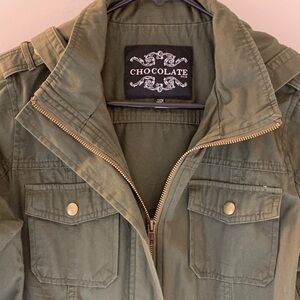 Chocolate Olive Green Jacket with Hood